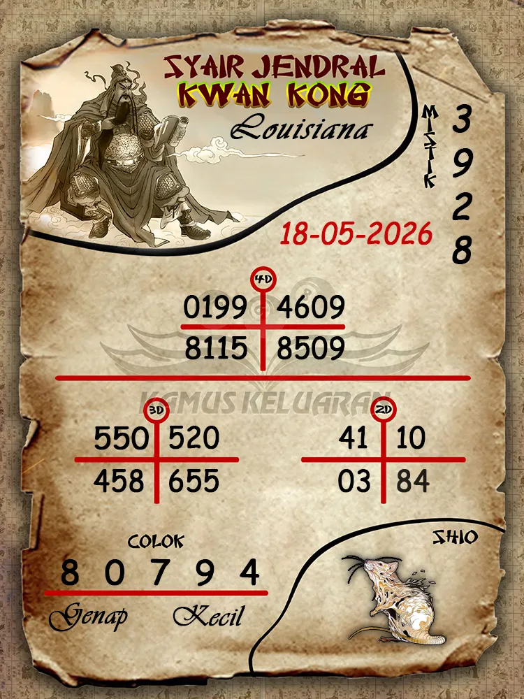 Syair Jendral Kwan Kong Louisiana 18 05 2026