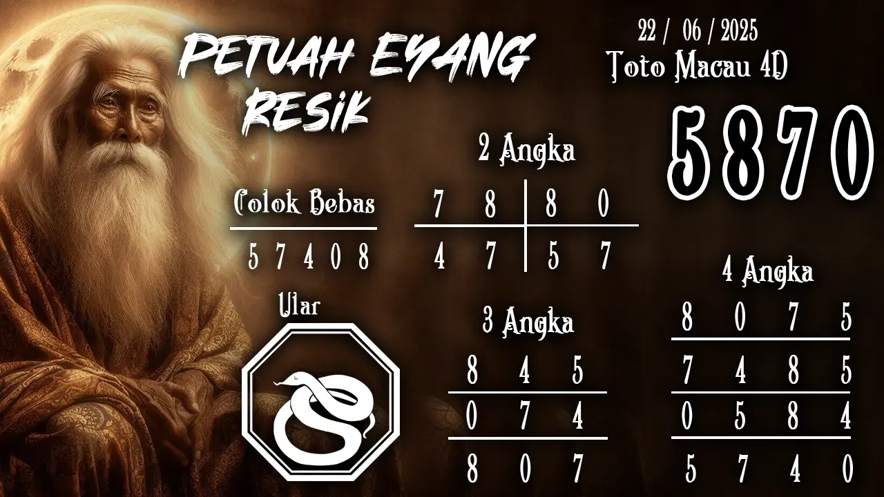 syair Prediksi Eyang Toto Macau 4D 22 06 2025