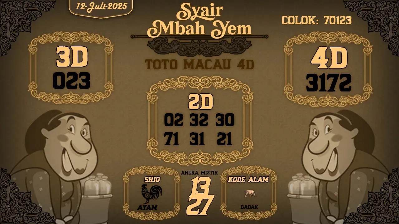 syair Mbah Yem Toto Macau 4D 12 07 2025