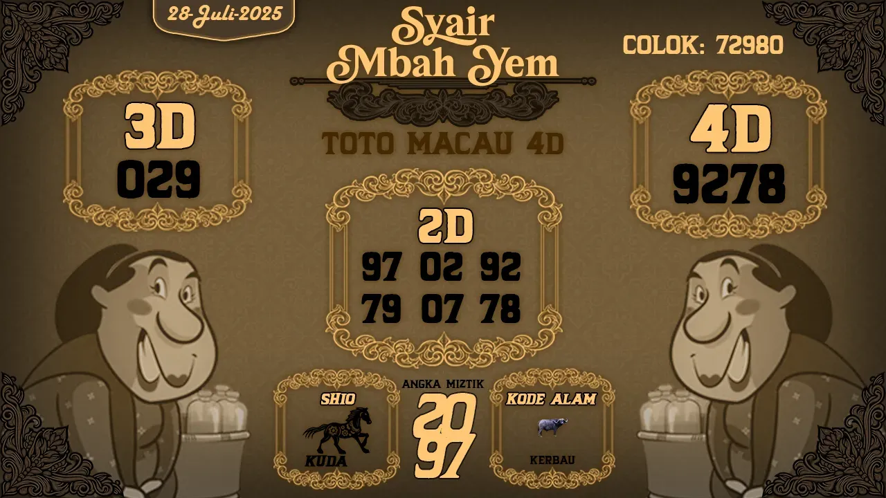 syair Mbah Yem Toto Macau 4D 28 07 2025
