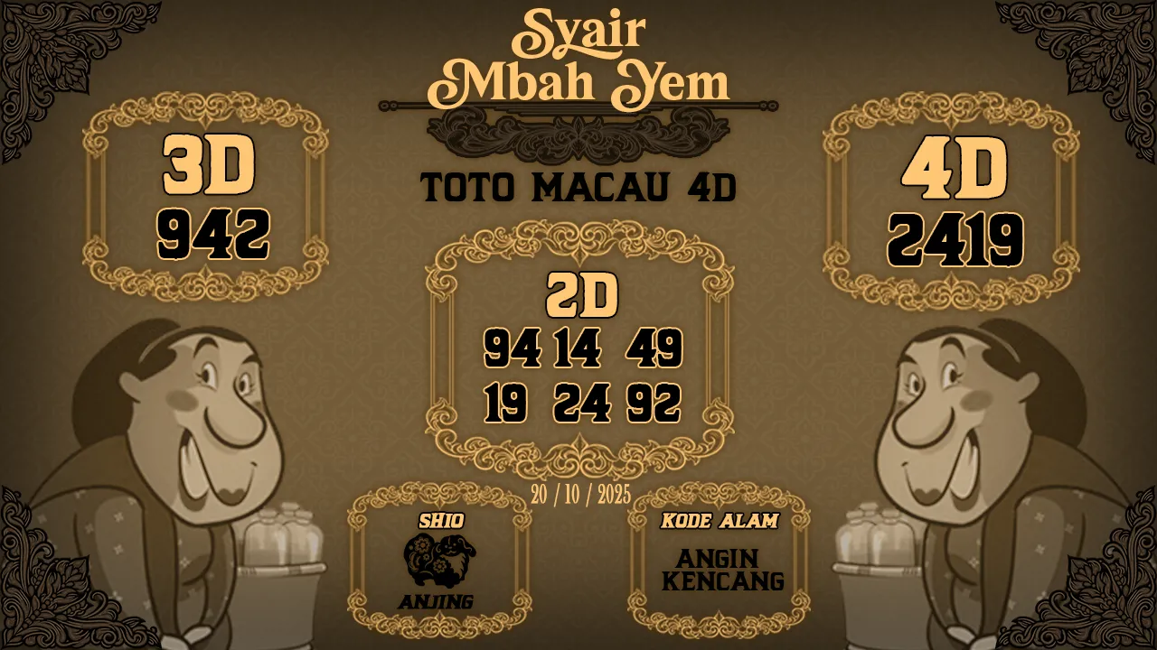 Syair Macau 4D Mbah Yem 20 10 2025