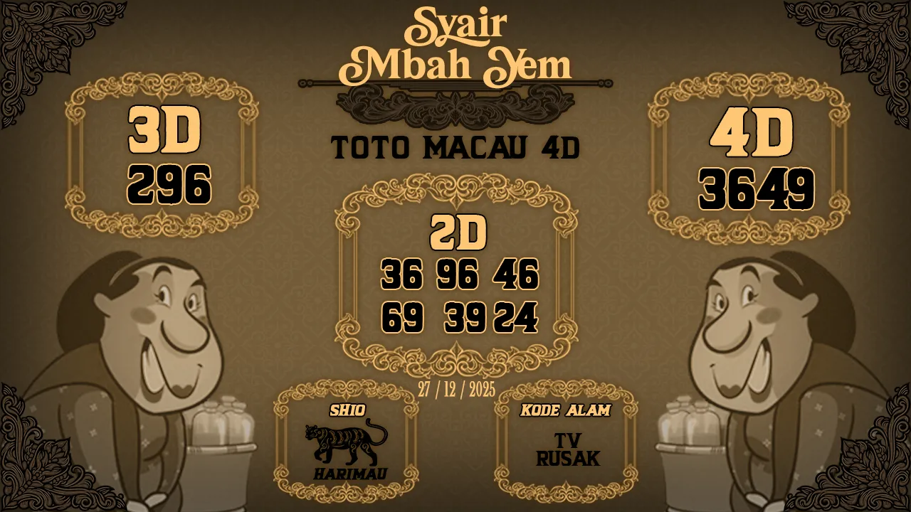 Syair Macau 4D Mbah Yem 27 12 2025