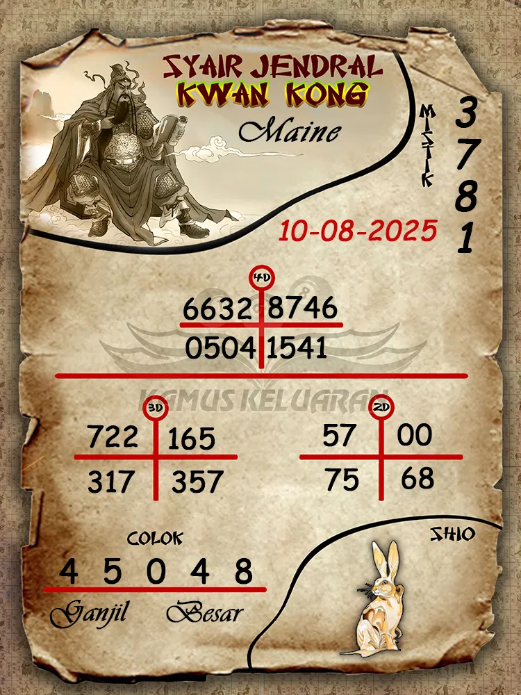 syair jendral kwan kong Maine 10 08 2025
