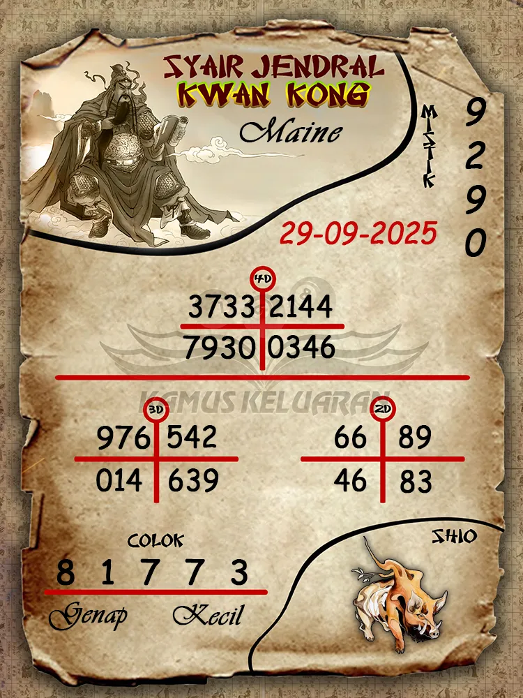Syair jendral kwan kong Maine 29 09 2025