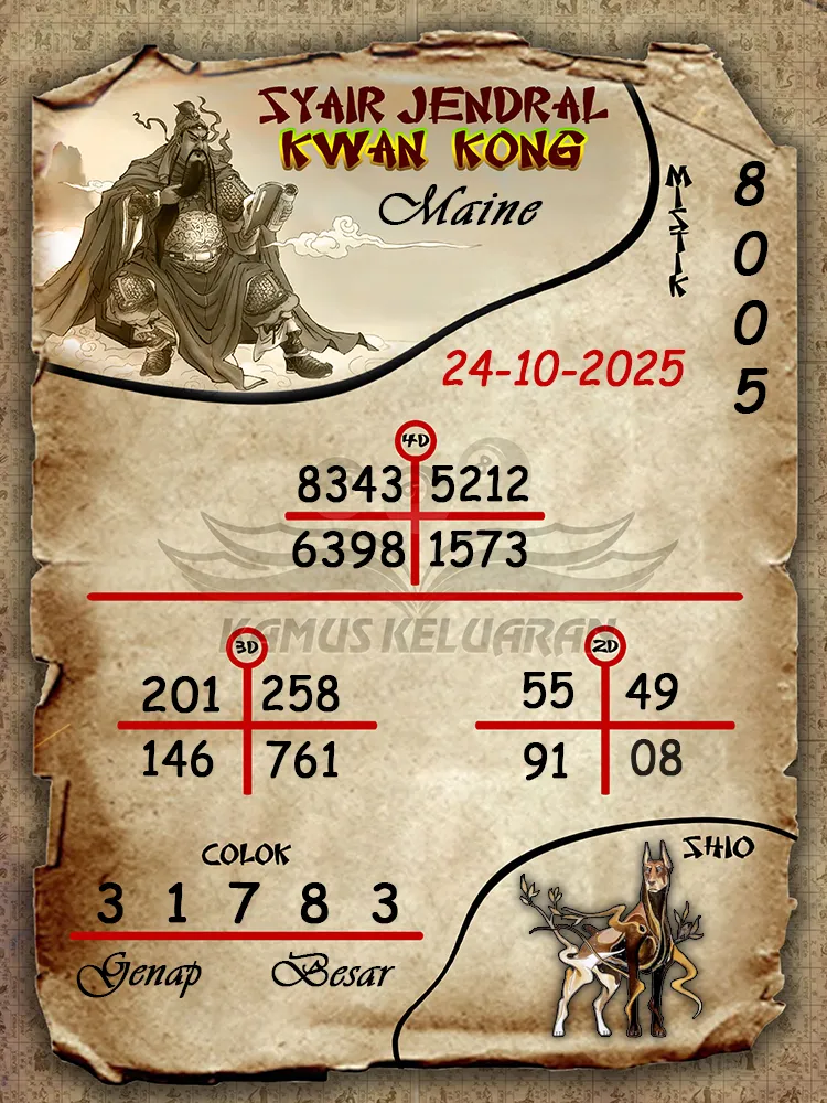 Syair Jendral Kwan Kong Maine 24 10 2025