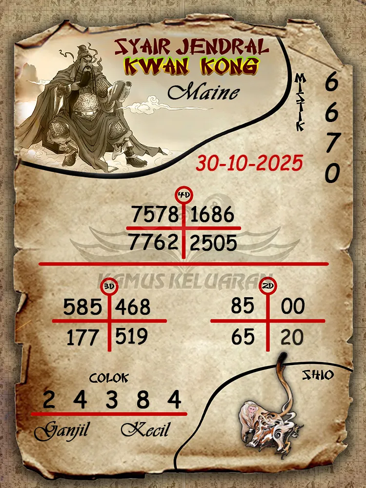 Syair Jendral Kwan Kong Maine 30 10 2025