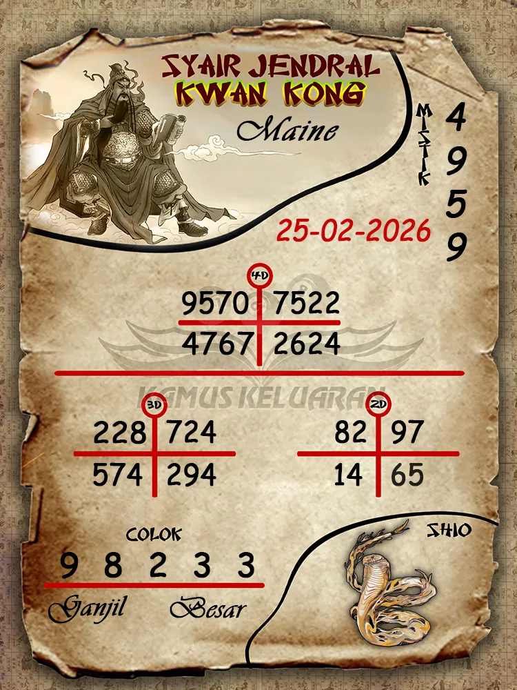 Syair Jendral Kwan Kong Maine 25 02 2026