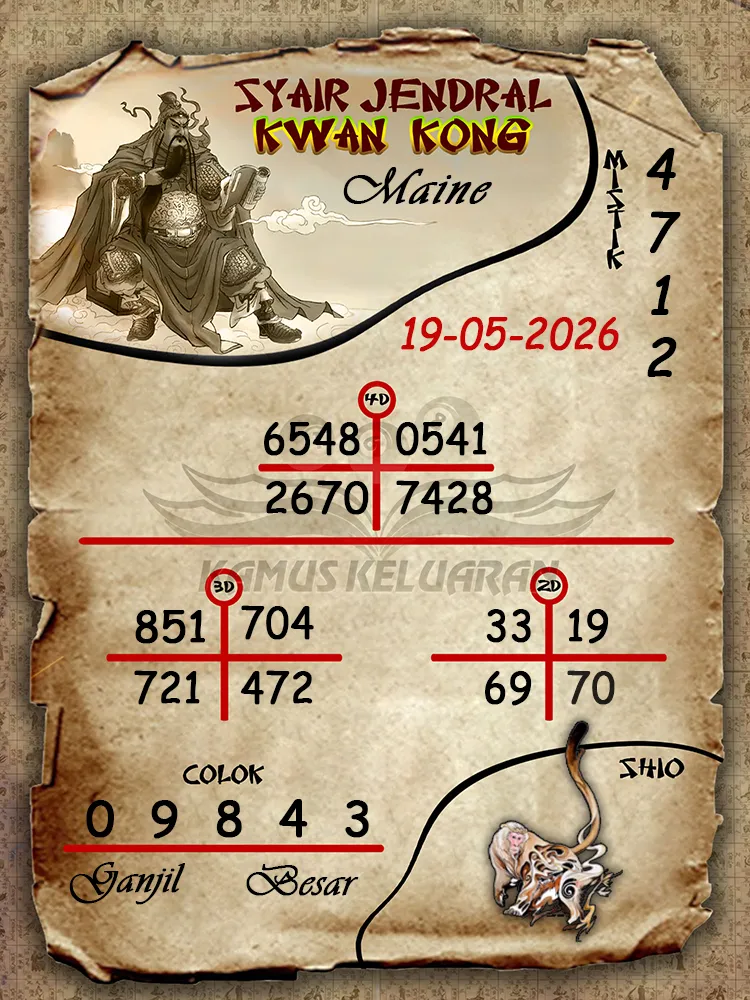 Syair Jendral Kwan Kong Maine 19 05 2026