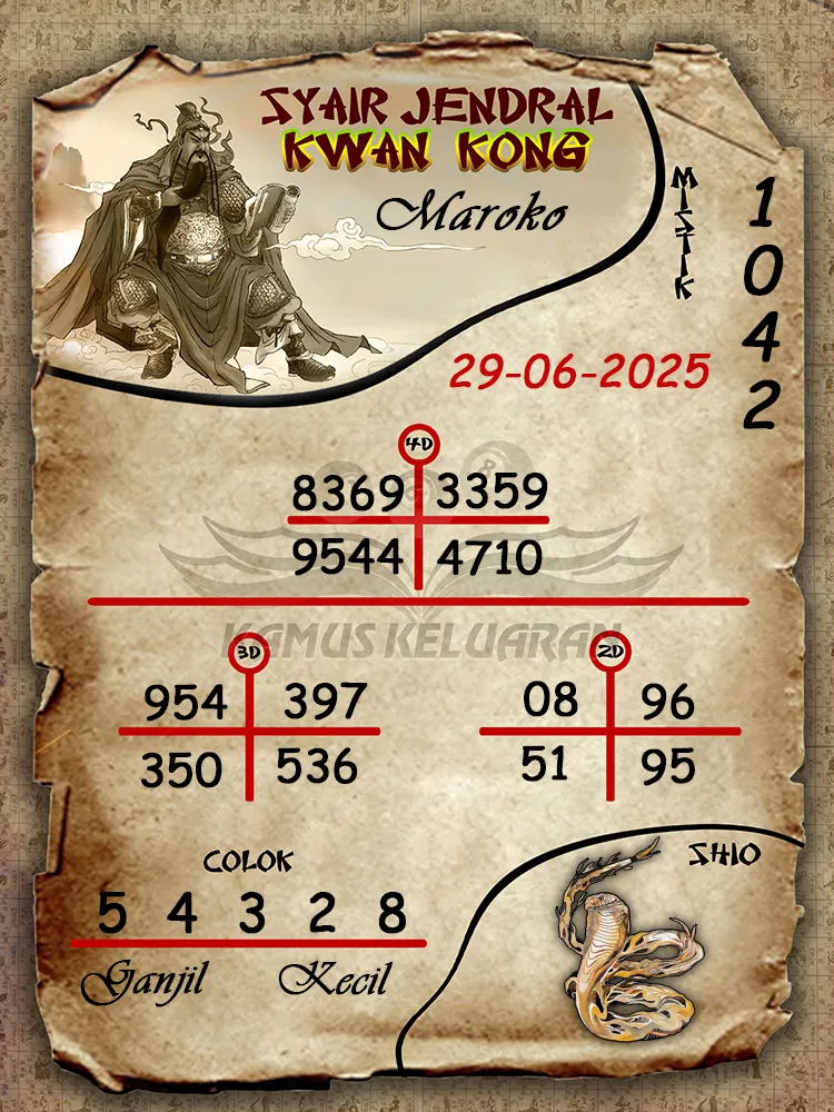 syair jendral kwan kong Maroko 29 06 2025