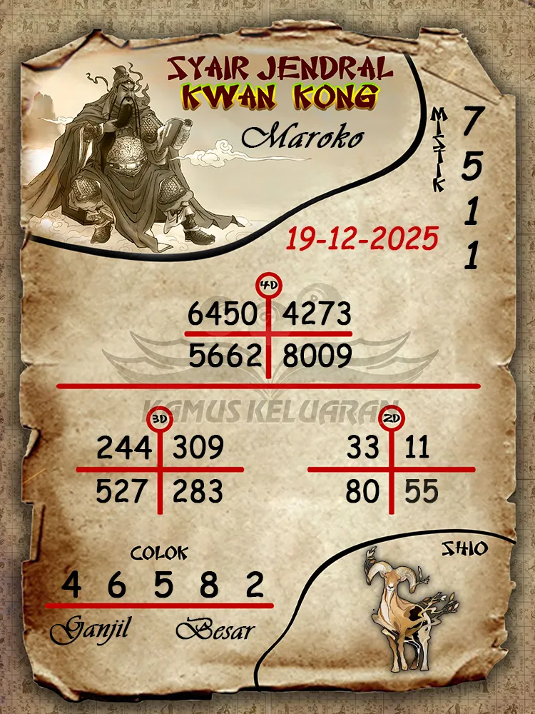 Syair Jendral Kwan Kong Maroko 19 12 2025