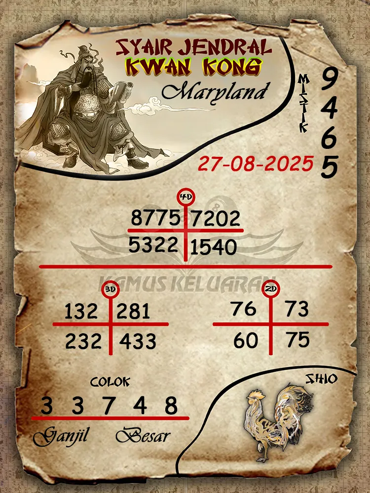 syair jendral kwan kong Maryland 27 08 2025