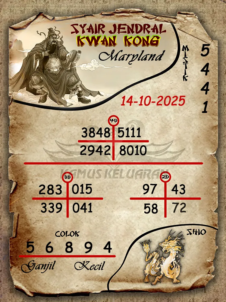 Syair Jendral Kwan Kong Maryland 14 10 2025