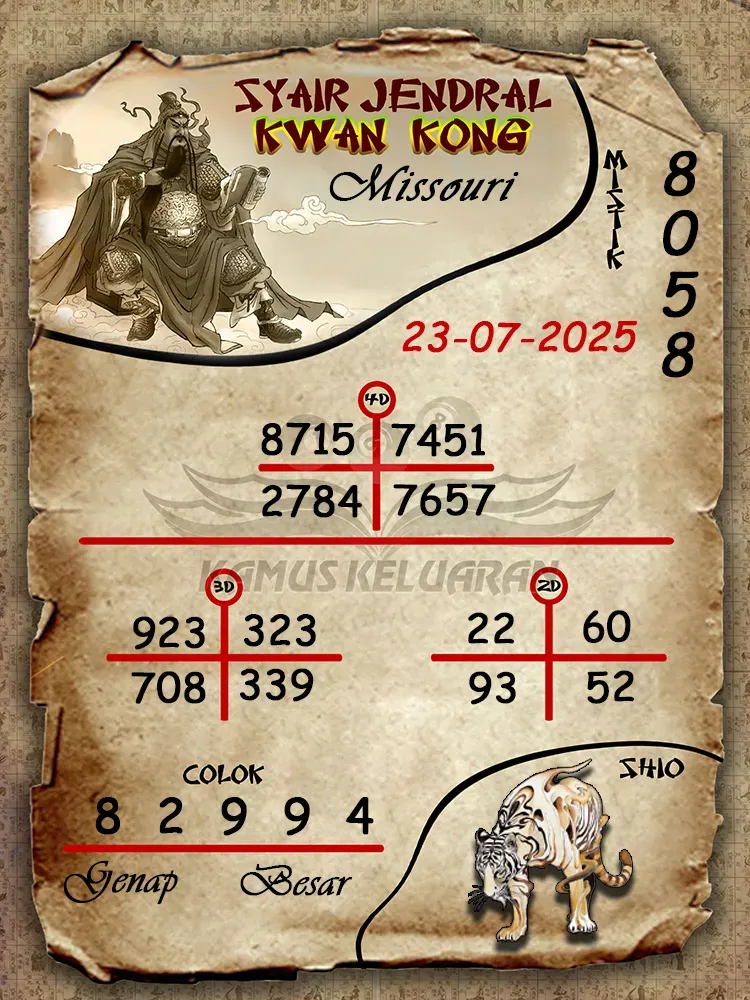 syair jendral kwan kong Missouri 23 07 2025