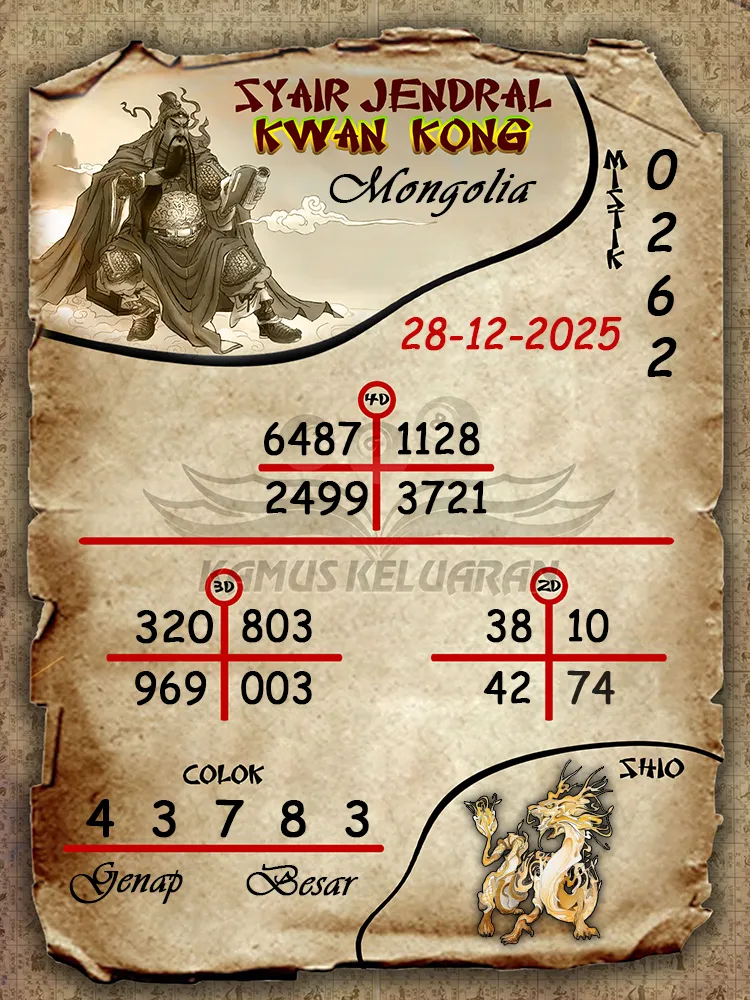 Syair Jendral Kwan Kong Mongolia 28 12 2025
