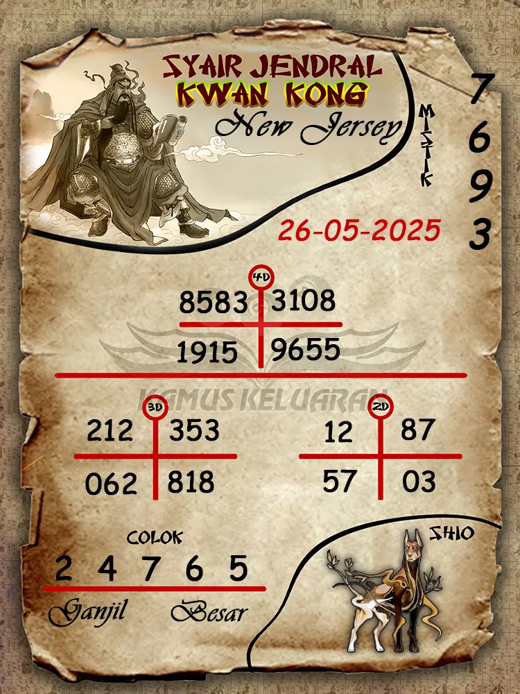 syair jendral kwan kong new jersey 26 05 2025
