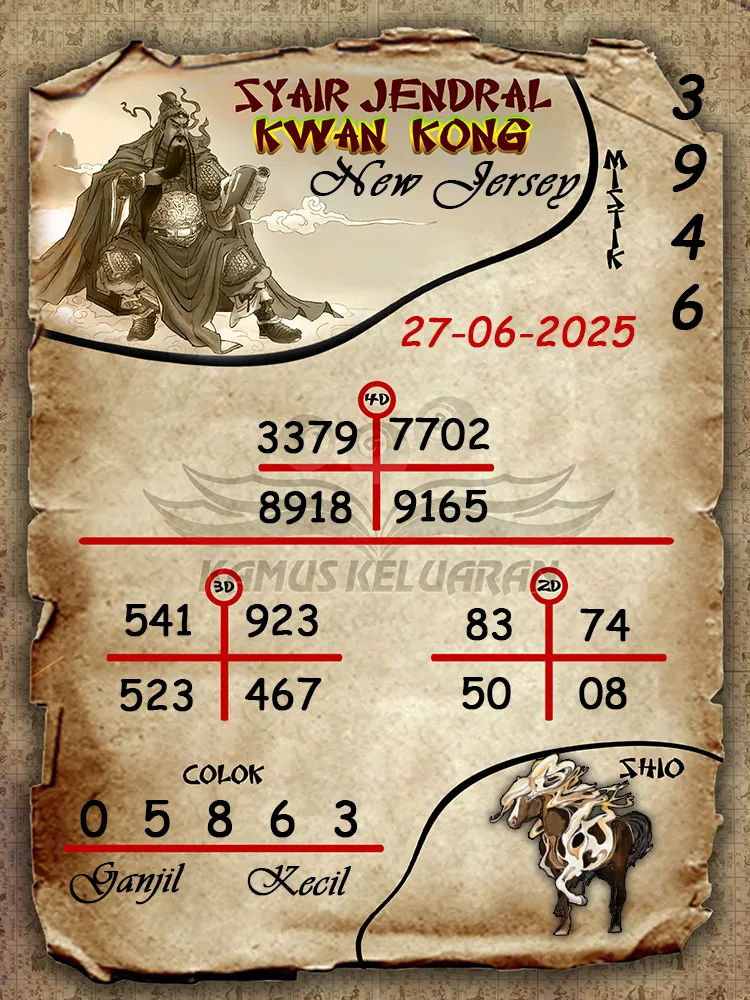 syair jendral kwan kong new jersey 27 06 2025