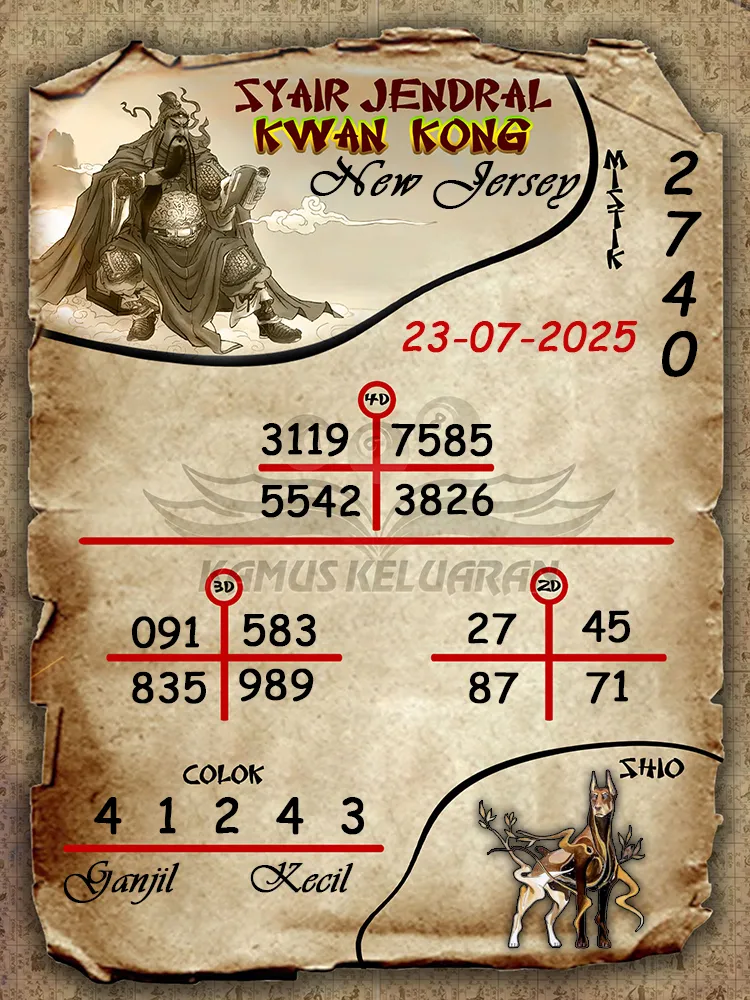 syair jendral kwan kong New Jersey 23 07 2025