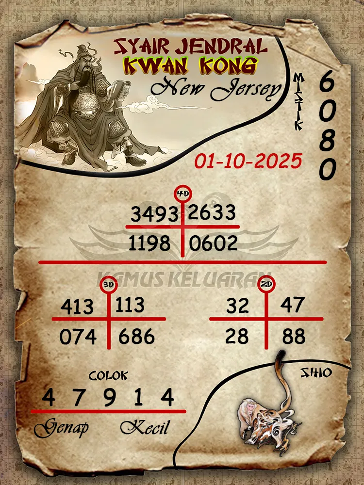 Syair jendral kwan kong New Jersey 01 10 2025