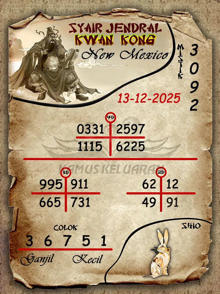 Syair Jendral Kwan Kong New Mexico 13 12 2025