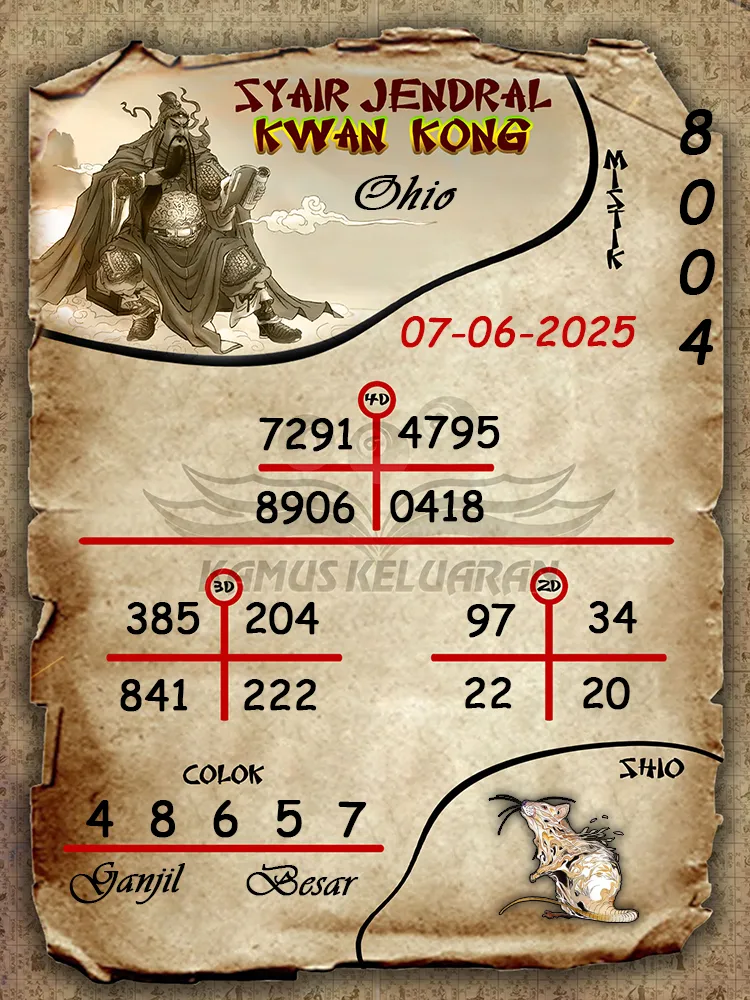 syair jendral kwan kong ohio 07 06 2025
