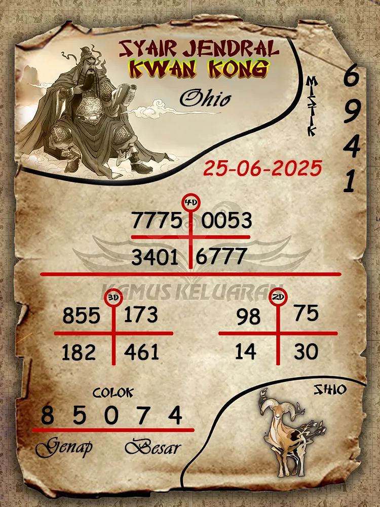 syair jendral kwan kong ohio 25 06 2025