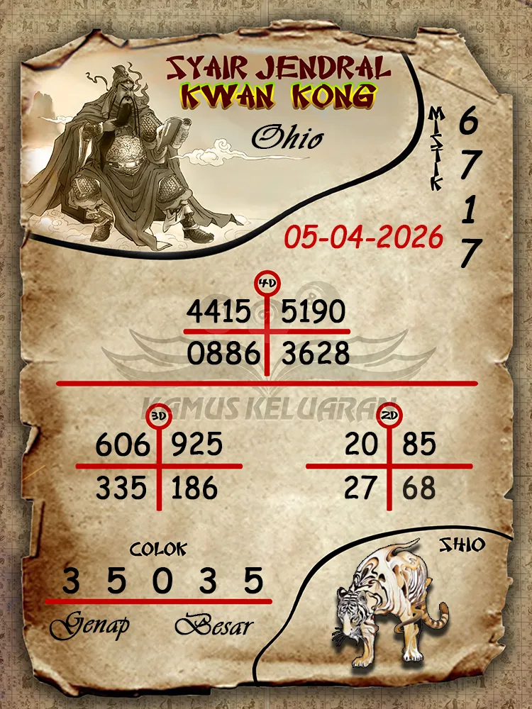 Syair Jendral Kwan Kong Ohio 05 04 2026