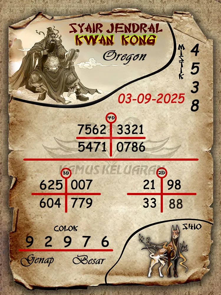 syair jendral kwan kong Oregon 03 09 2025