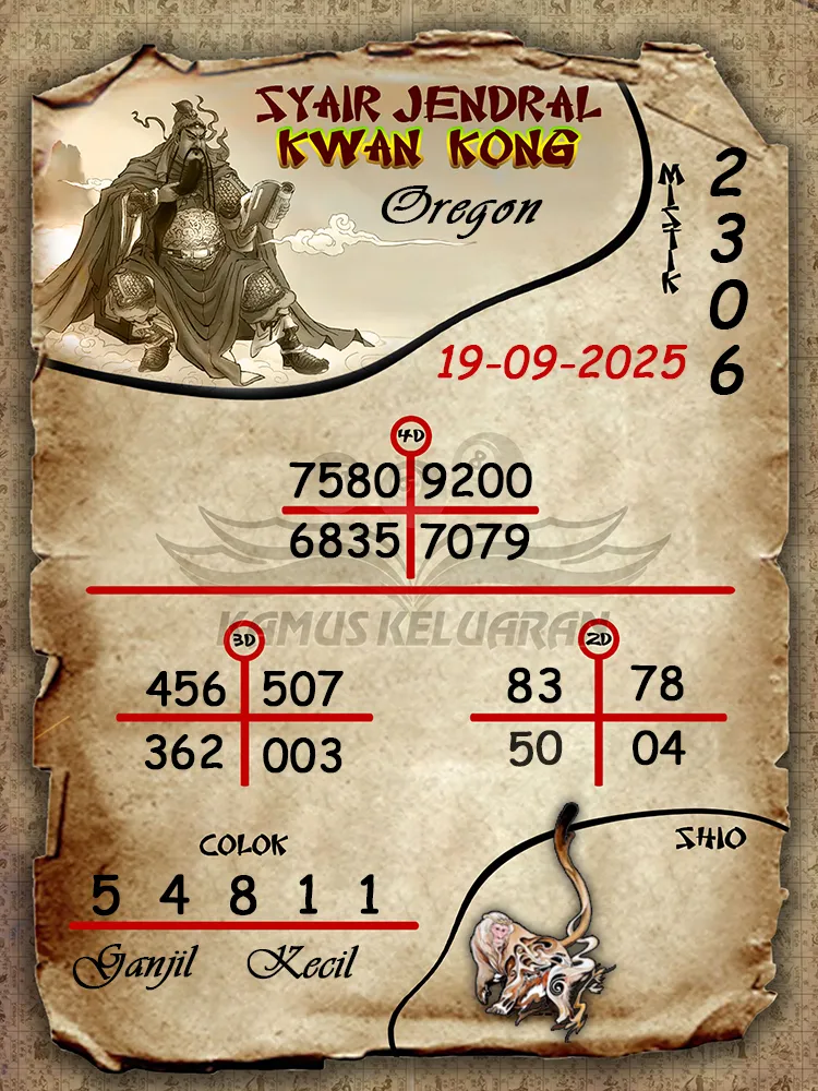 syair jendral kwan kong Oregon 19 09 2025
