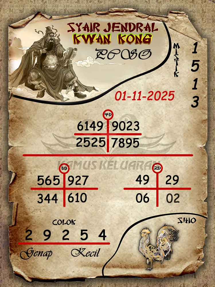 Syair Jendral Kwan Kong PCSO 01 11 2025