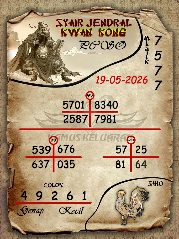 Syair Jendral Kwan Kong PCSO 19 05 2026
