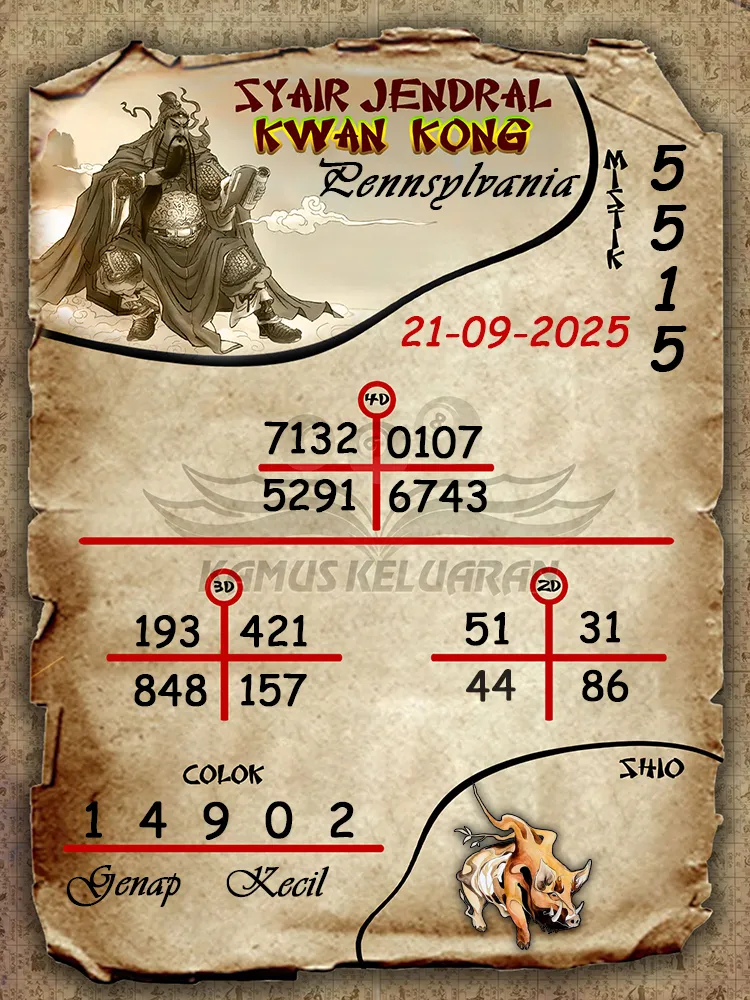 syair jendral kwan kong Pennsylvania 21 09 2025