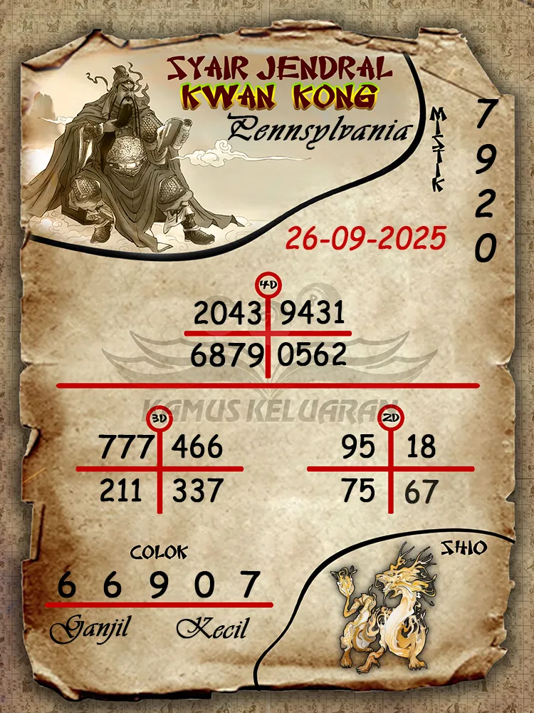 Syair jendral kwan kong Pennsylvania 26 09 2025