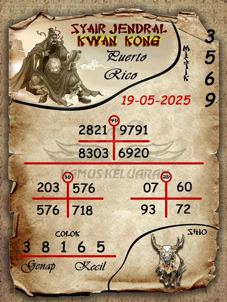 syair jendral kwan kong puerto rico 19 05 2025