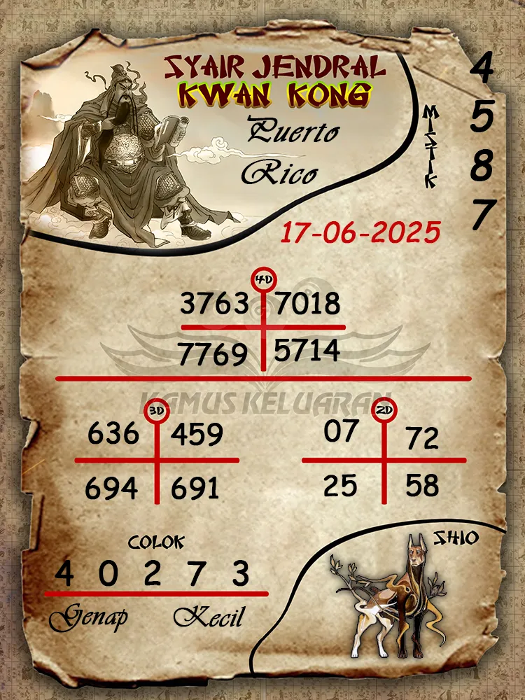 syair jendral kwan kong puerto rico 17 06 2025