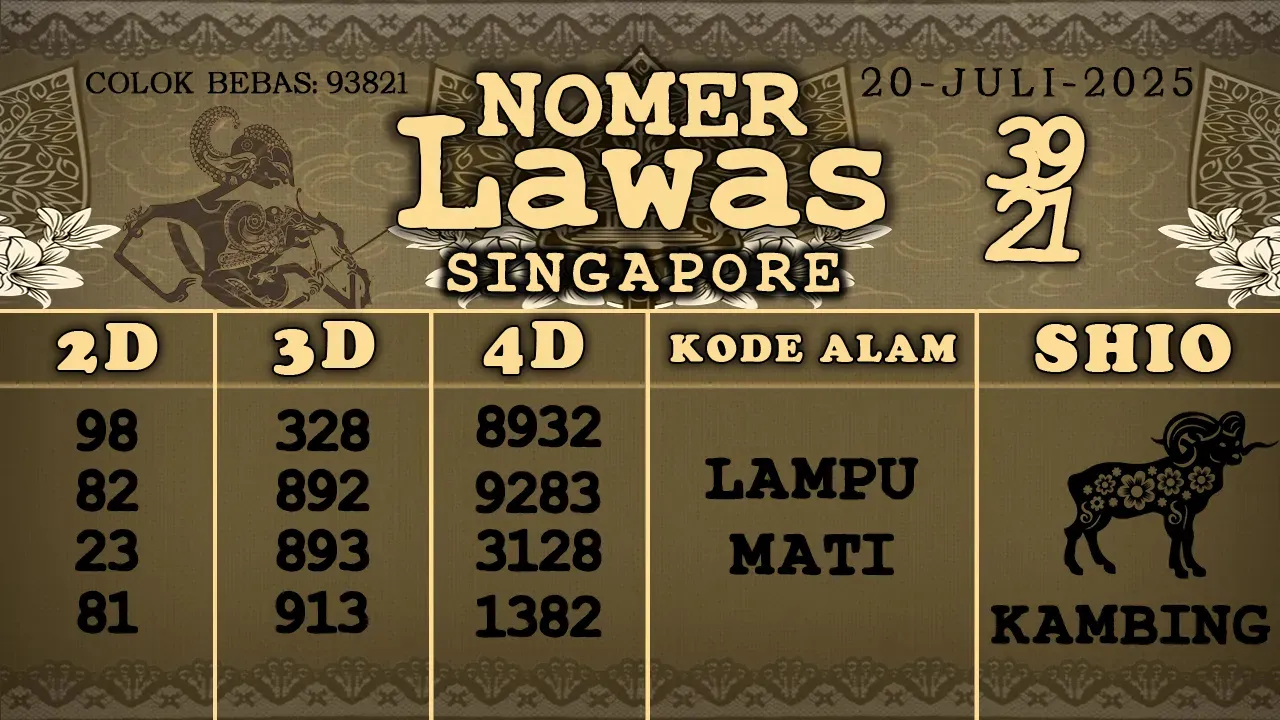 syair Nomer Lawas singapore 20 07 2025