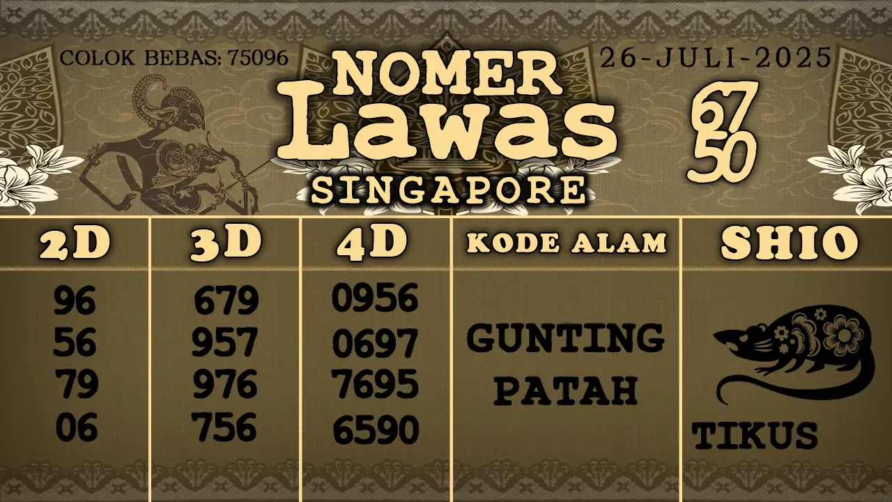 syair Nomer Lawas Singapore 26 07 2025