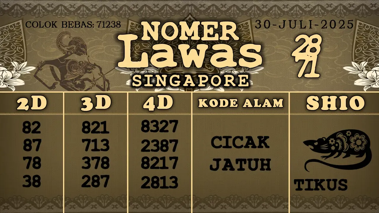 syair Nomer Lawas Singapore 30 07 2025