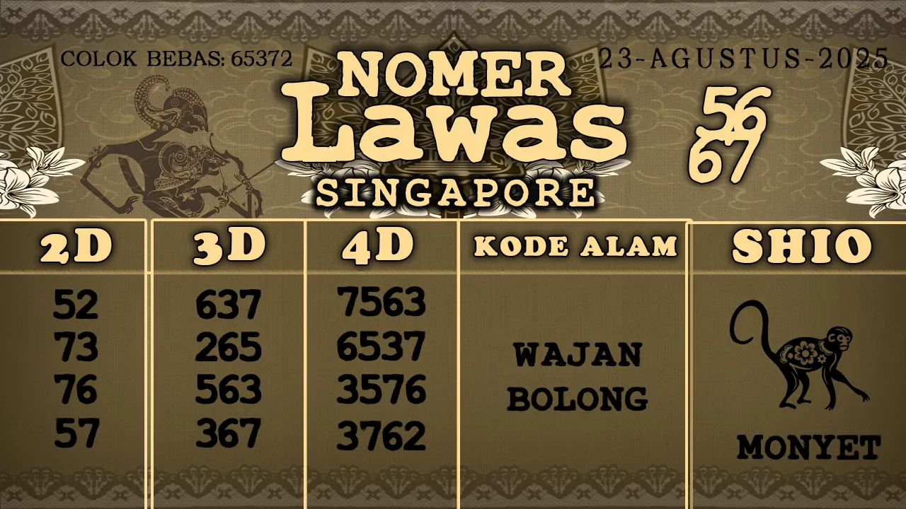 syair Nomer Lawas Singapore 23 08 2025