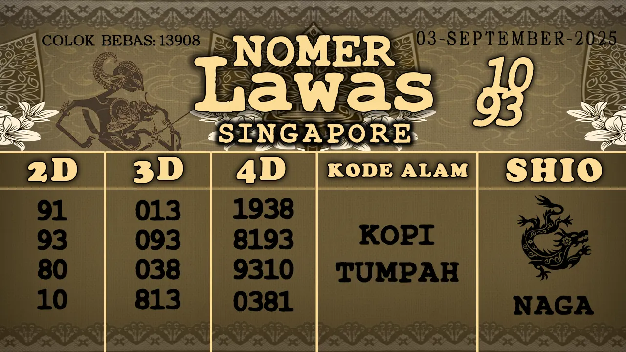 syair Nomer Lawas Singapore 03 09 2025