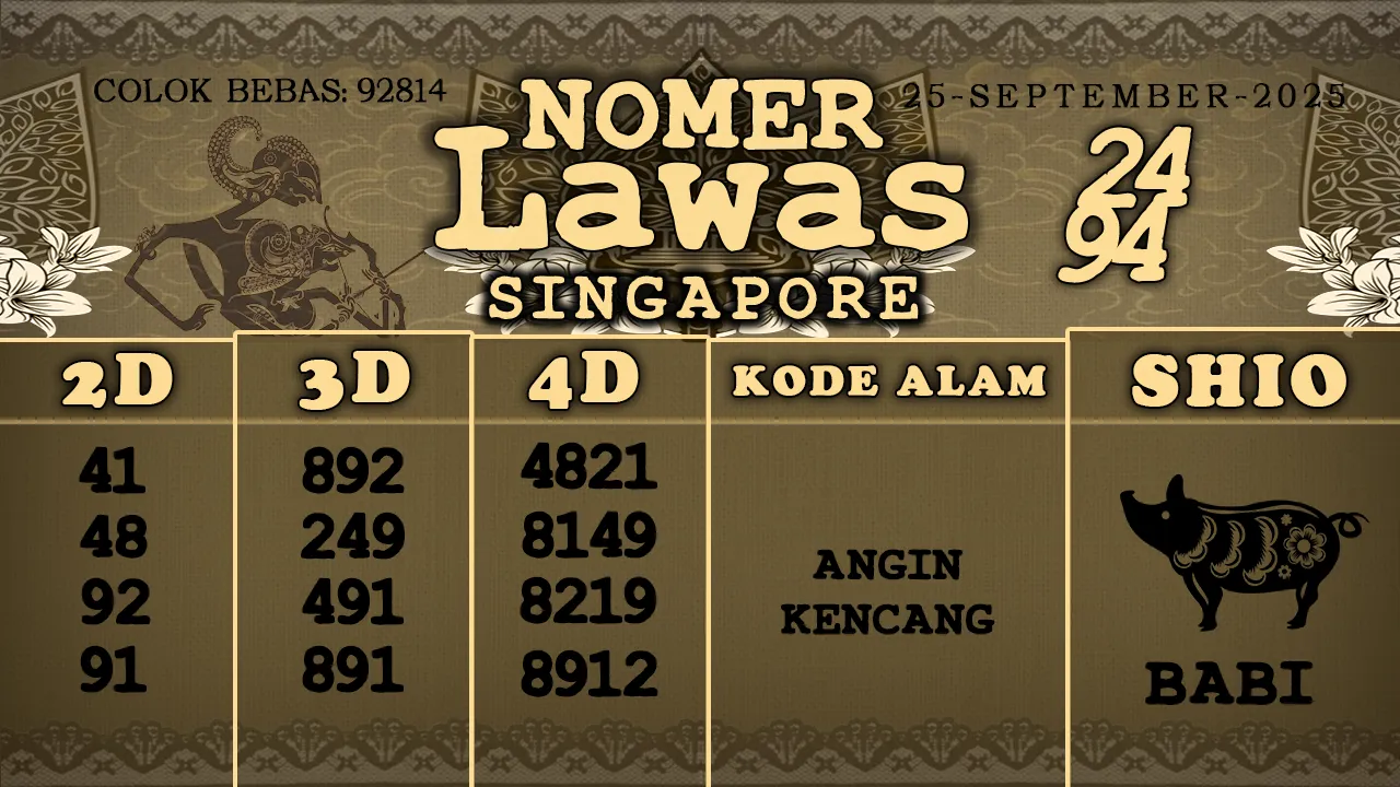 syair Nomer Lawas Singapore 25 09 2025