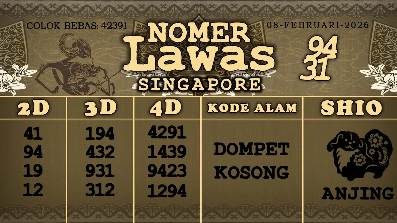 syair Nomer Lawas Singapore 08 02 2026