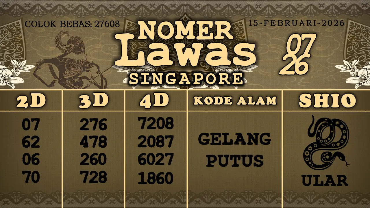 syair Nomer Lawas Singapore 15 02 2026