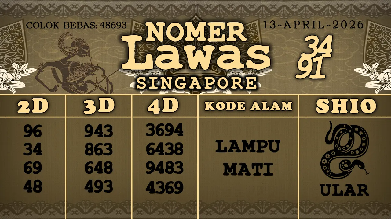 syair Nomer Lawas Singapore 13 04 2026