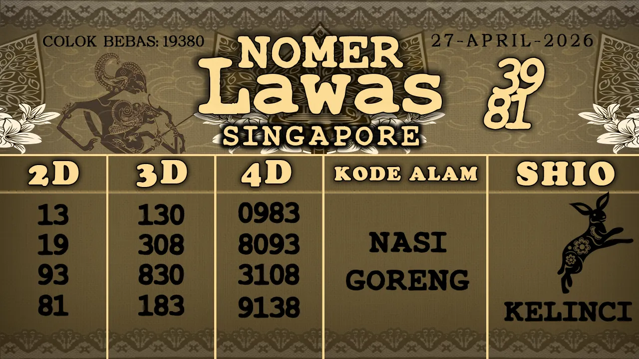 syair Nomer Lawas Singapore 27 04 2026
