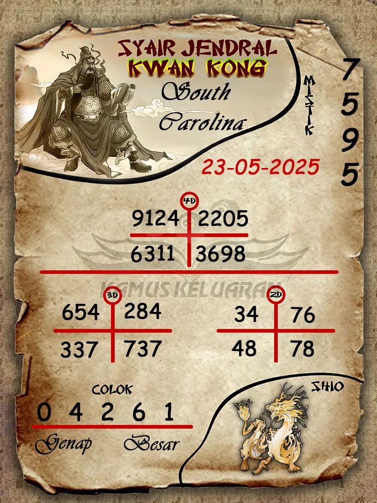 syair jendral kwan kong south carolina 23 05 2025