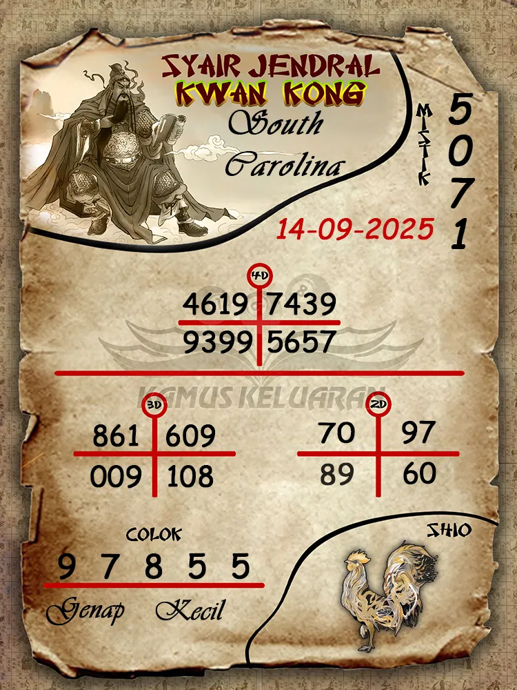 syair jendral kwan kong South Carolina 14 09 2025