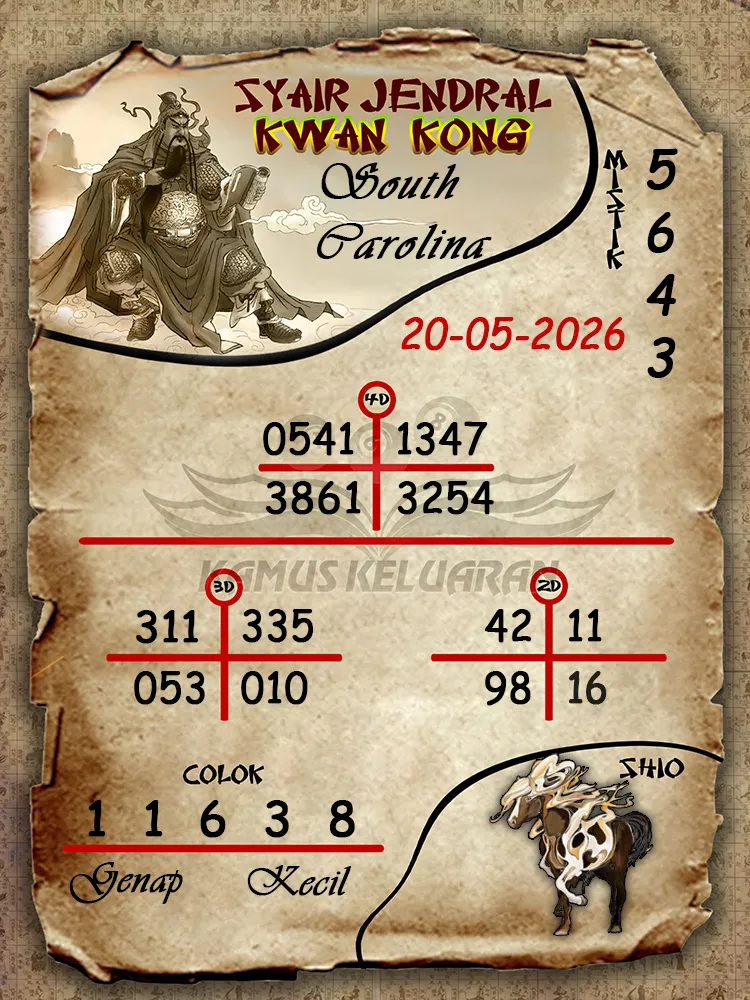 Syair Jendral Kwan Kong South Carolina 20 05 2026