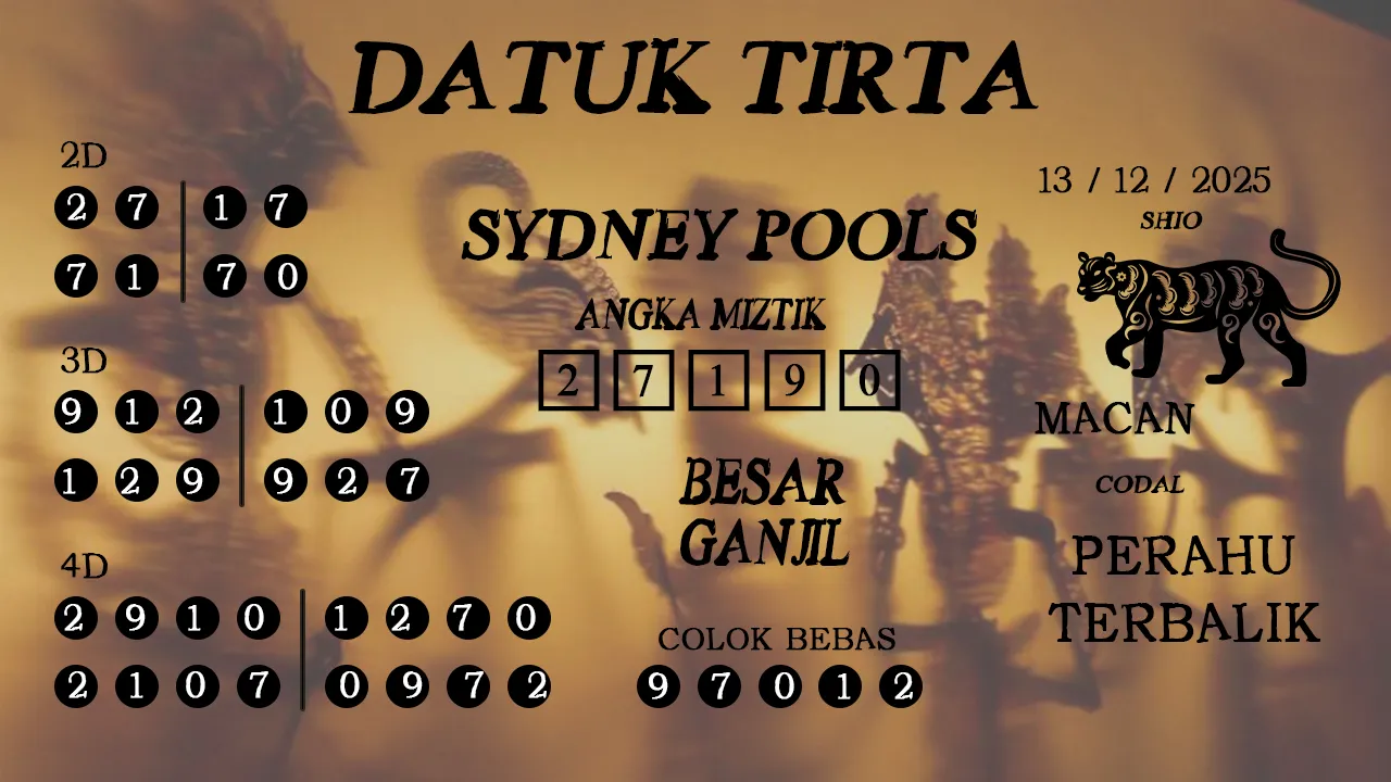 Syair datuk tirta sydney pools 13 12 2025