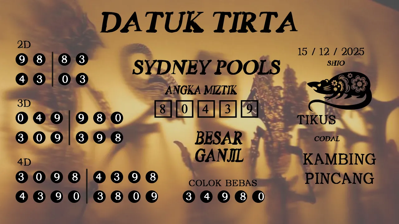 Syair datuk tirta sydney pools 15 12 2025