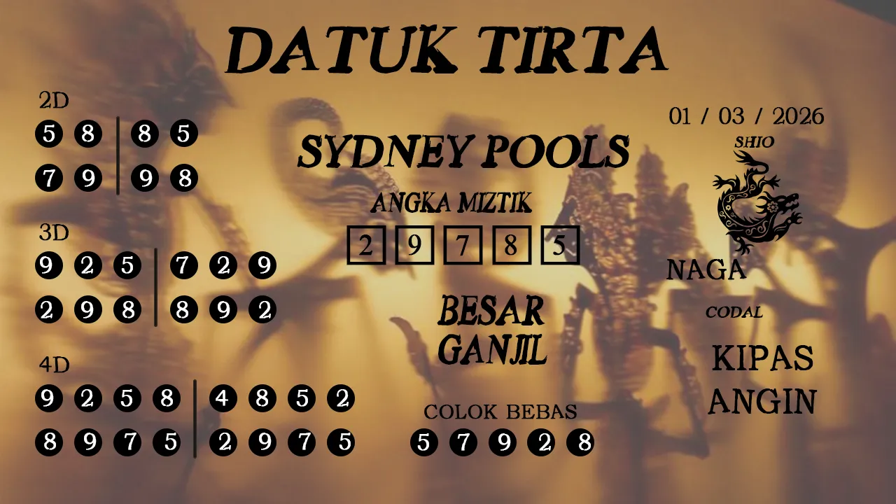 Syair datuk tirta sydney pools 01 03 2026